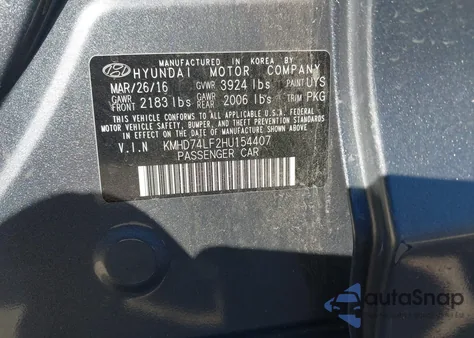2017 Hyundai Elantra Se from USA, damaged, VIN KMHD74LF2HU154407